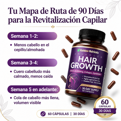 TRATAMIENTO PARA EL CRECIMIIENTO DEL CABELLO Y PREVENCION DE LA CAÍDA - HAIR GROWTH + 144 PARCHES ELIMINA VERRUGAS (GRATIS)
