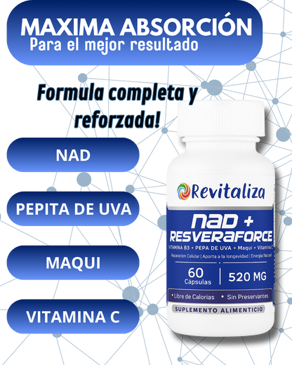 NAD + RESVERAFORCE (Maqui, Pepita de Uva y Vitamina C)