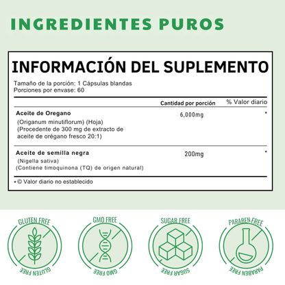 🔥 PACK X2 Aceite de orégano + Semilla Negra Natural 6000mg -120 capsulas
