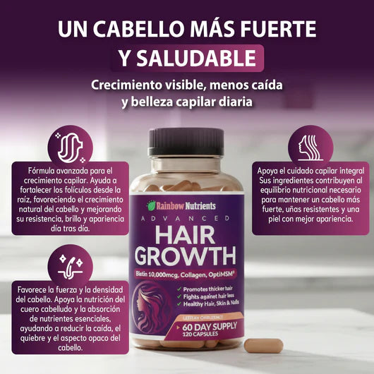 TRATAMIENTO PARA EL CRECIMIIENTO DEL CABELLO Y PREVENCION DE LA CAÍDA - HAIR GROWTH + 144 PARCHES ELIMINA VERRUGAS (GRATIS)