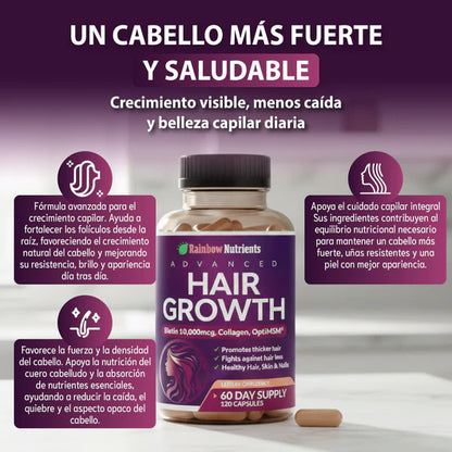 TRATAMIENTO PARA EL CRECIMIIENTO DEL CABELLO Y PREVENCION DE LA CAÍDA - HAIR GROWTH + 144 PARCHES ELIMINA VERRUGAS (GRATIS)