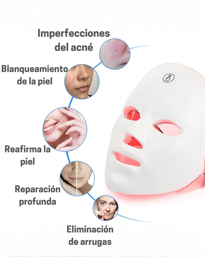 💎 Máscara LED Facial - 7 colores💎  Rejuvenecimiento y Reparación de la Piel con Tecnología de Luz🌟