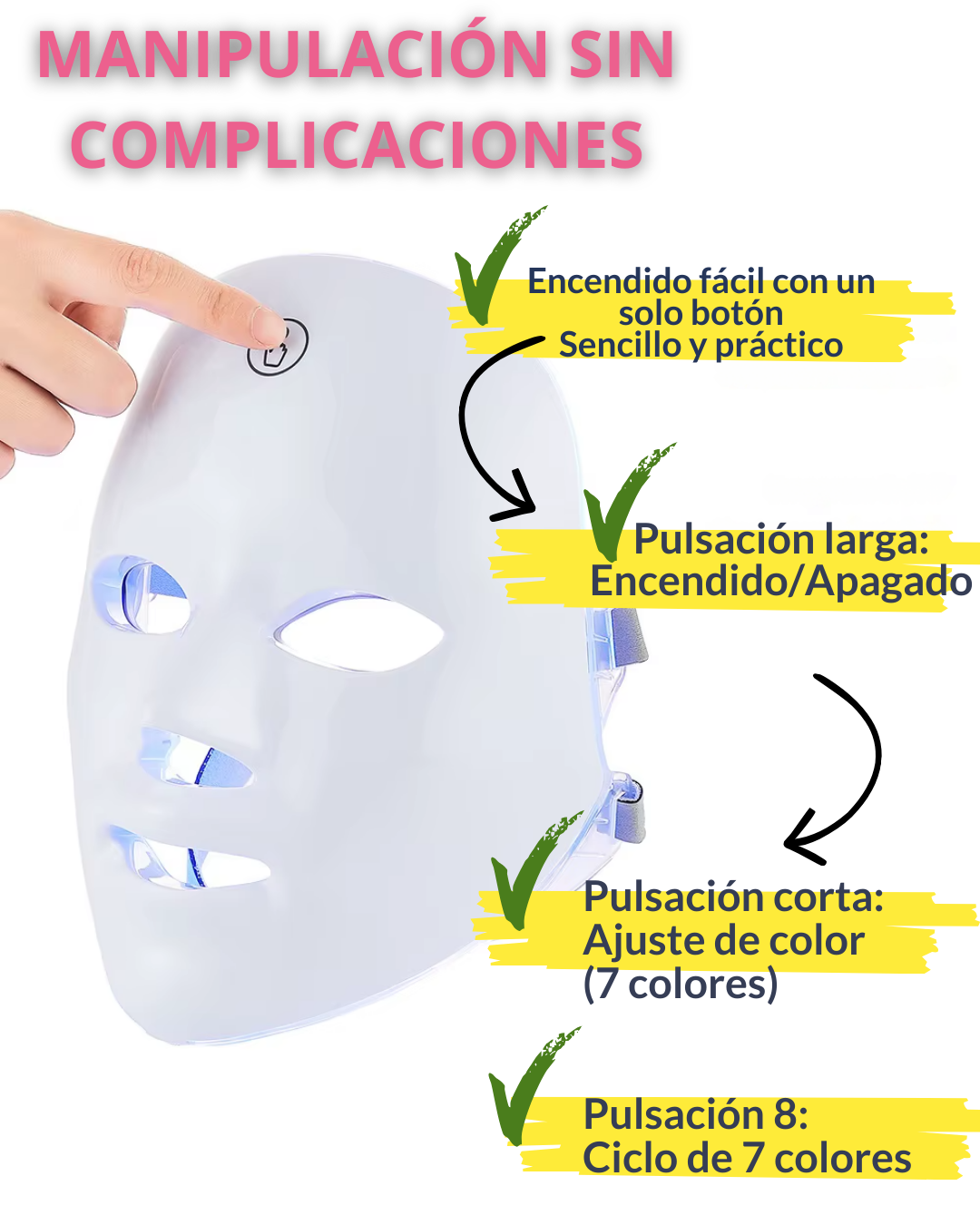 💎 Máscara LED Facial - 7 colores💎  Rejuvenecimiento y Reparación de la Piel con Tecnología de Luz🌟