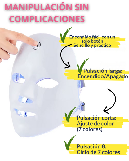 💎 Máscara LED Facial - 7 colores💎  Rejuvenecimiento y Reparación de la Piel con Tecnología de Luz🌟
