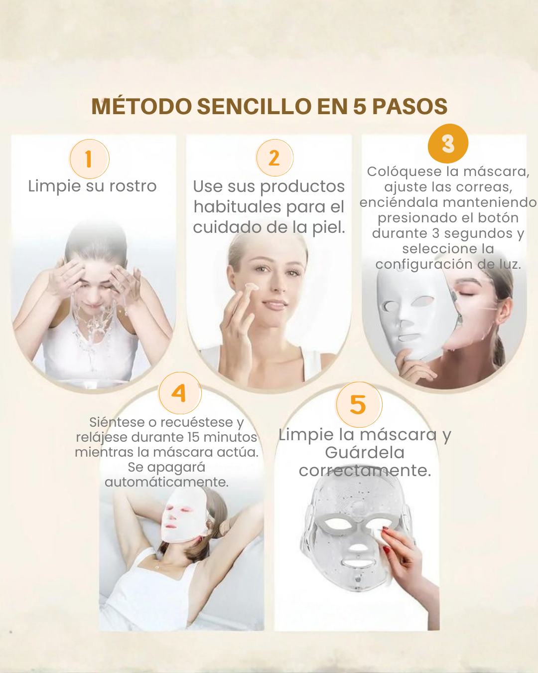 💎 Máscara LED Facial - 7 colores💎  Rejuvenecimiento y Reparación de la Piel con Tecnología de Luz🌟