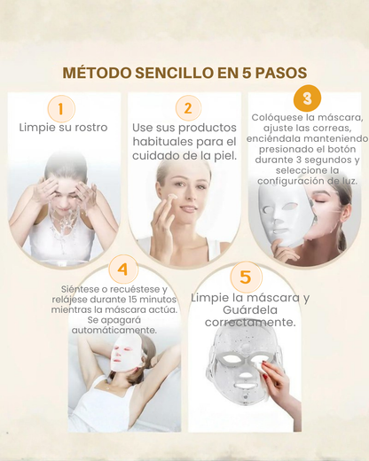 💎 Máscara LED Facial - 7 colores💎  Rejuvenecimiento y Reparación de la Piel con Tecnología de Luz🌟