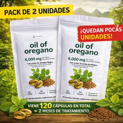 🔥 PACK X2 Aceite de orégano + Semilla Negra Natural 6000mg -120 capsulas